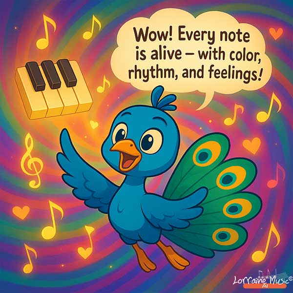 All piano/keyboard notes are alive, with color, rhythm, and feelings